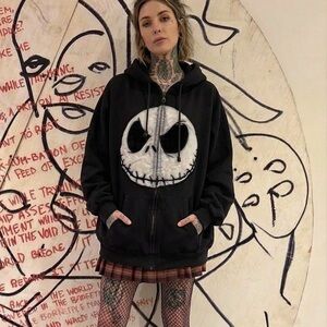 Vintage Y2K Tim Burton Nightmare Before Christmas Disney Hooded Sweatshirt